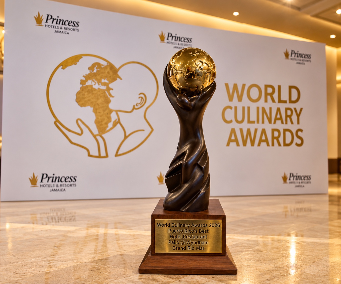 World Culinary Awards trophy engraved for Palio at Wyndham Grand Rio Mar